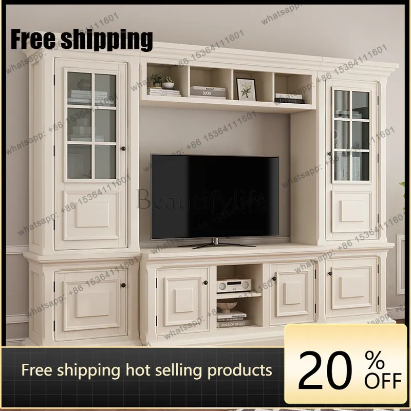 Factory Direct Sales American Solid Wood Luxury Integral TV Cabinet Background Wall Integrated Combination