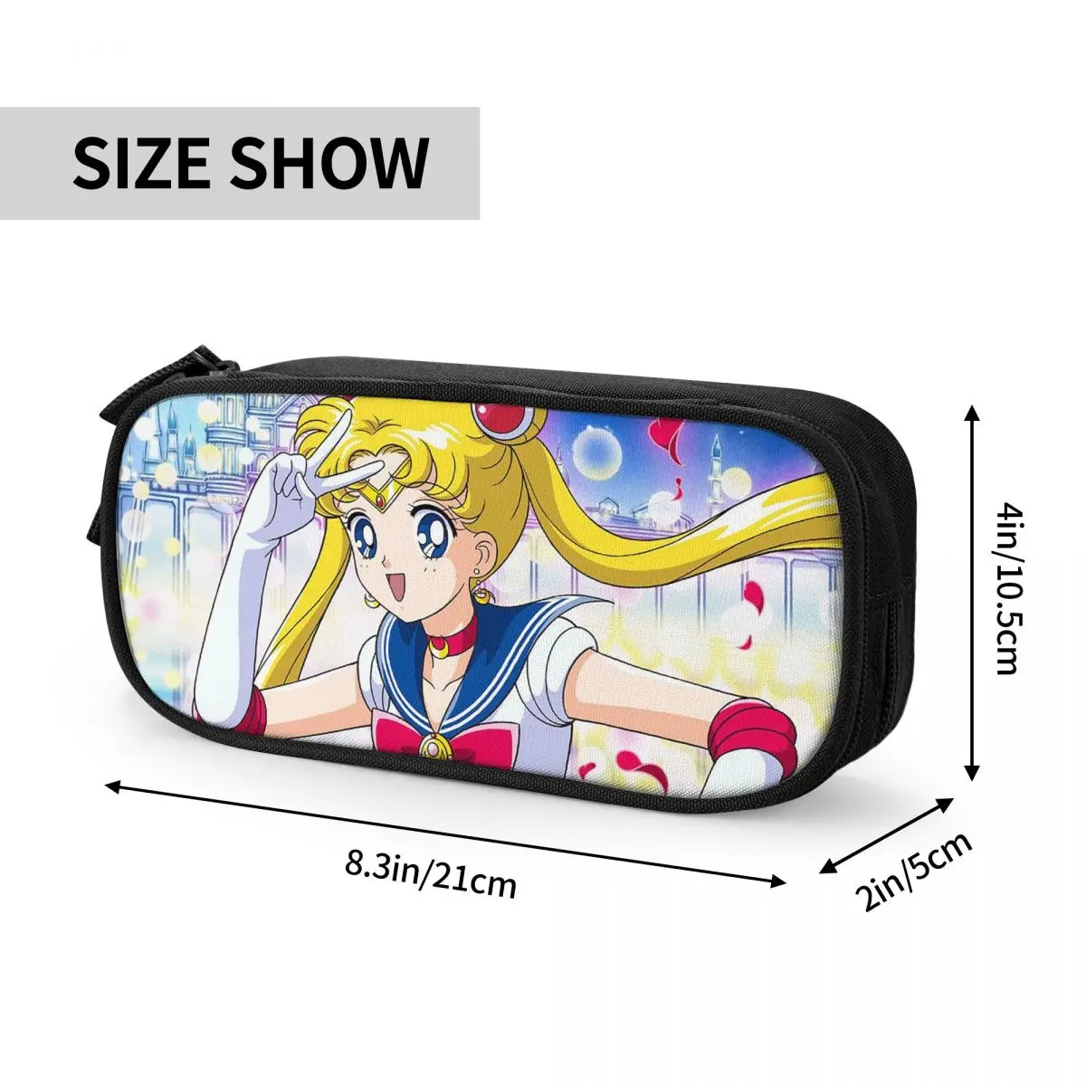 Kotak Pensil Anime Menyenangkan Kotak Pensil Gadis Bulan Kotak Pena untuk Siswa Tas Pensil Penyimpanan Besar Alat Tulis Ritsleting Sekolah Siswa