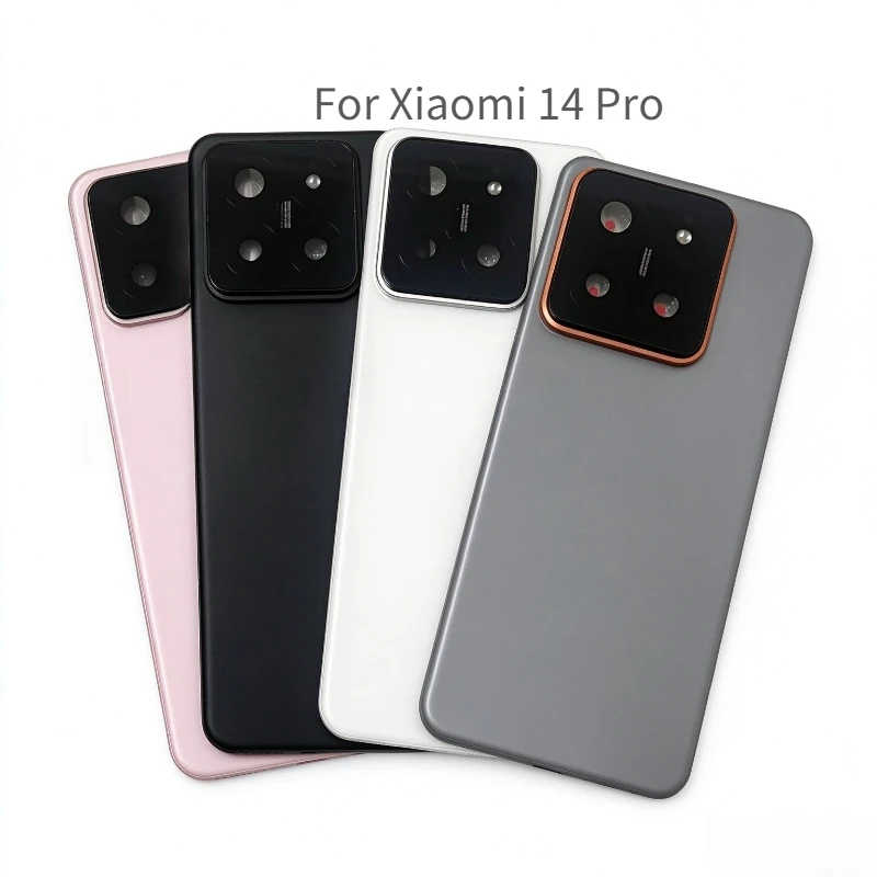 A+ Glass Battery Back Glass Cover Housing For Xiaomi 14 Pro Mi 14Pro Rear Case Door Phone Lid Replacement + Camera Frame Lens