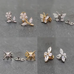 F136 Titanium piercing Helix Skin Grafting Nail Dermal Anchor 16g Surface sexy Hinged Segment Zircon Drilling Hide Top Jewelry