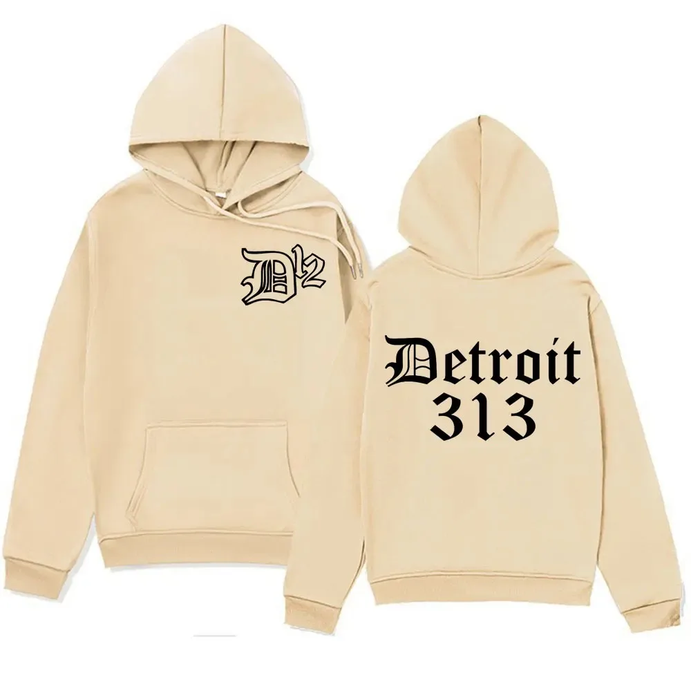 D12 Band Rapper Eminem Hoodie Detroit Michigan 313 Print Hoodies Men Women Hip Hop Vintage Style Sweatshirt Oversized Streetwear