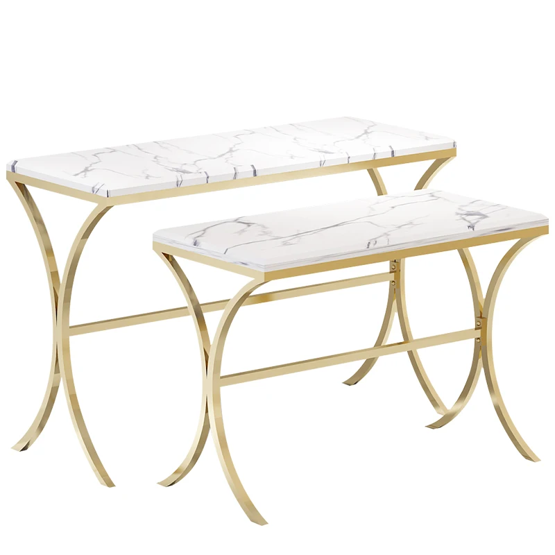 Boutique Shop Gold Stainless Steel Portable Clothing Nesting Display Tables Retail Clothes Shoes Handbag Nest Display Tables