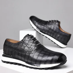 Fashion Leisure Sports Shoes Men's Casual Shoes Men's Oxfords Outdoor Lace Up Genuine Leather Men Shoes Non-slip Men's Sneakers