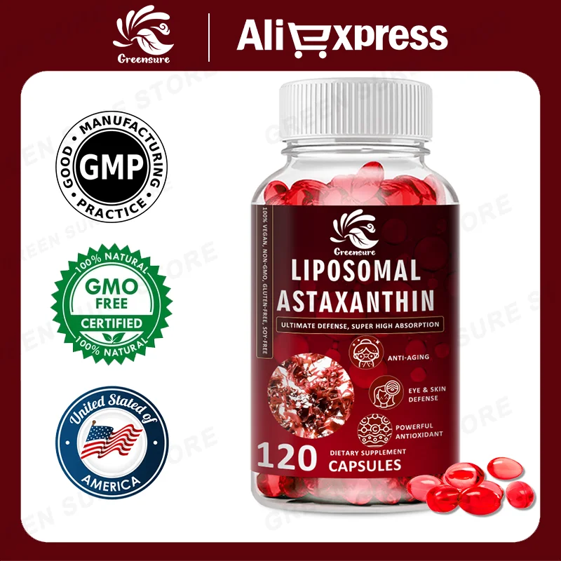 24 MG Liposomal Astaxanthin Capsule - Relieve Eye Fatigue, Improve Sensitive Skin, Restore Muscle Function, Enhance Immunity
