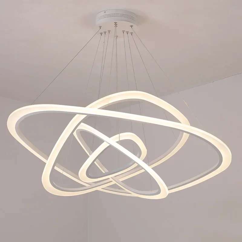 Modern Acrylic New Shaped Dining Pendant Chandelier for Living Room Dining Room Circle Rings LED House Ceiling Lighting Fixtures
