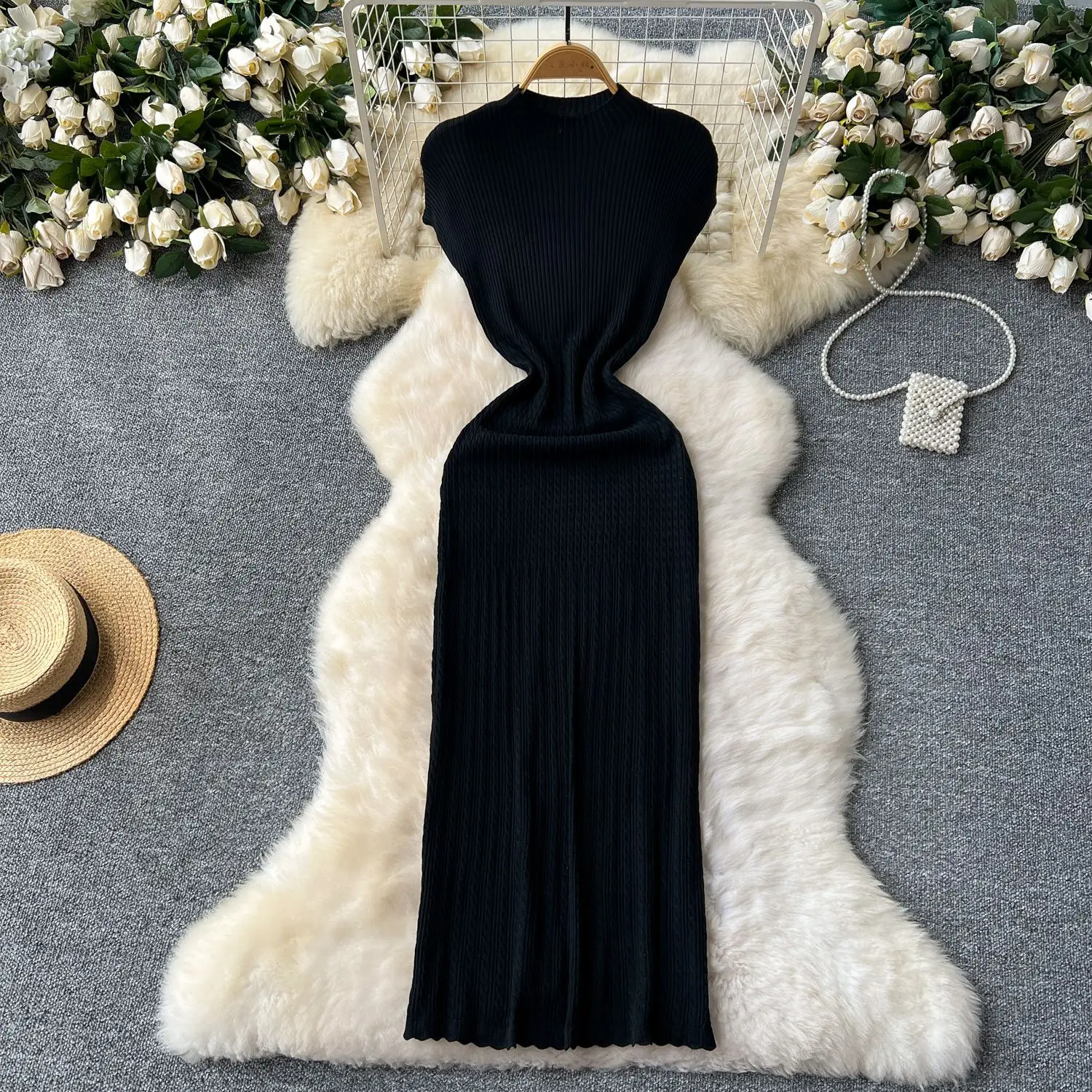 فستان طويل فساتين نسائية مثيرة غمد فيستدوس ملابس الشارع الشهير Bodycon كم قصير أنيق لصق Y2k محبوك نادي الحفلات ليلة 2025