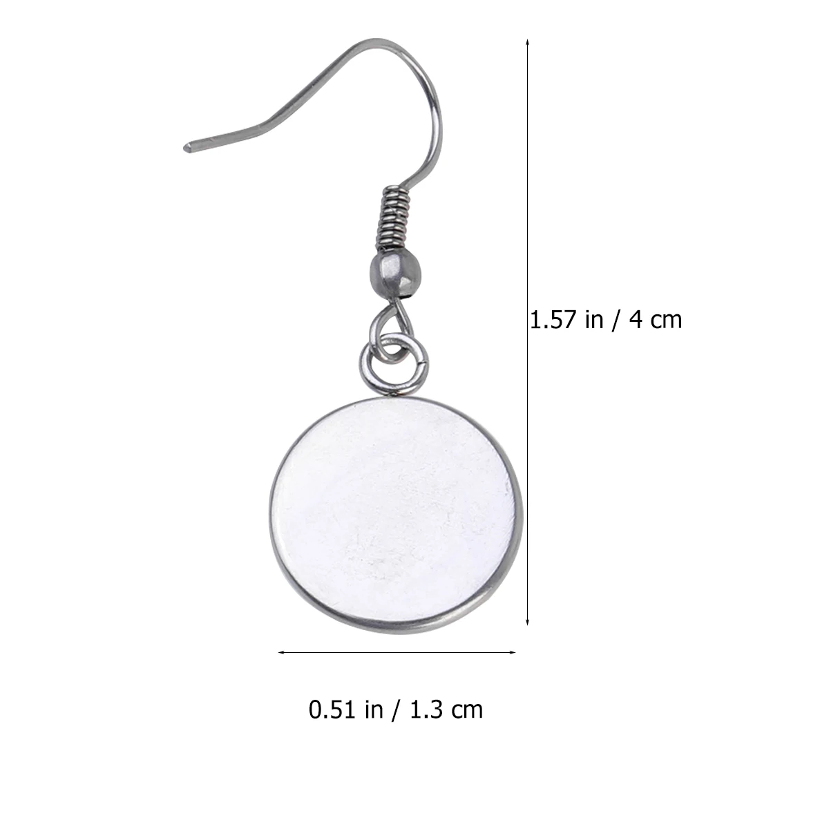 

40Pcs Round Shape DIY Earrings Stainless Steel Base Plate Jewelry Dangler Making Supplies for Time Glass Patch Silver