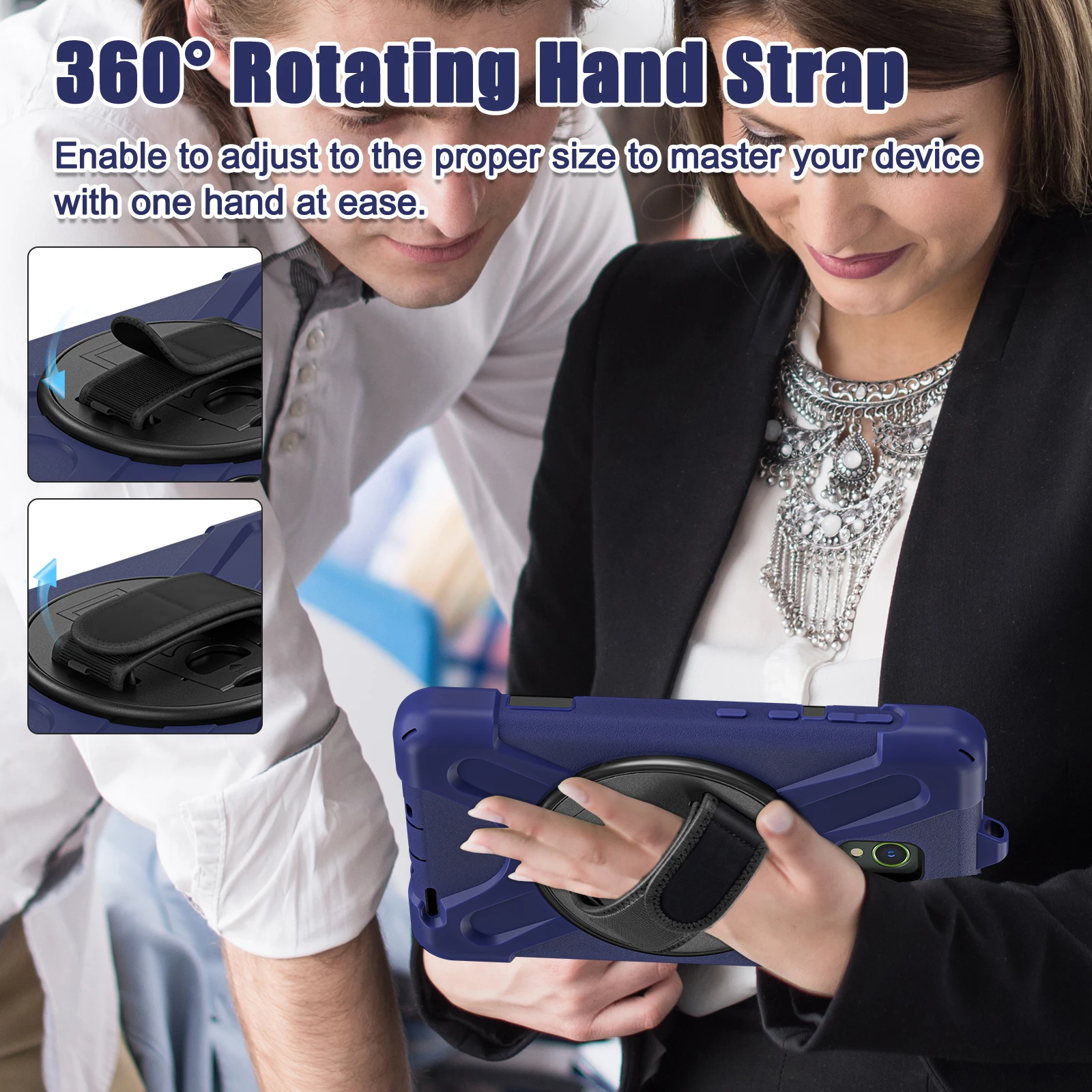 Rugged Tablet Case for Samsung Galaxy Tab Active 5 2024/Active 3 2020 (8 inch) with 360 Stand Handle Hand Strap Protective Cover