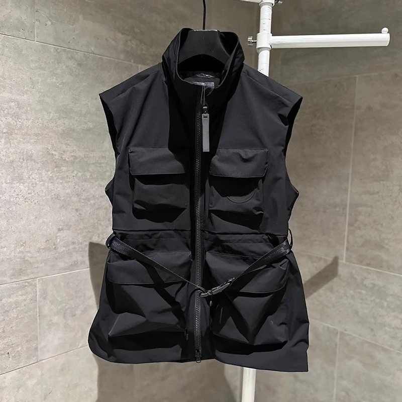 2026 New Utility Women's Golf Vest Sleeveless Full Zip Stand Collar Cinched Waist Longline Workwear Outdoor Casual Gilet