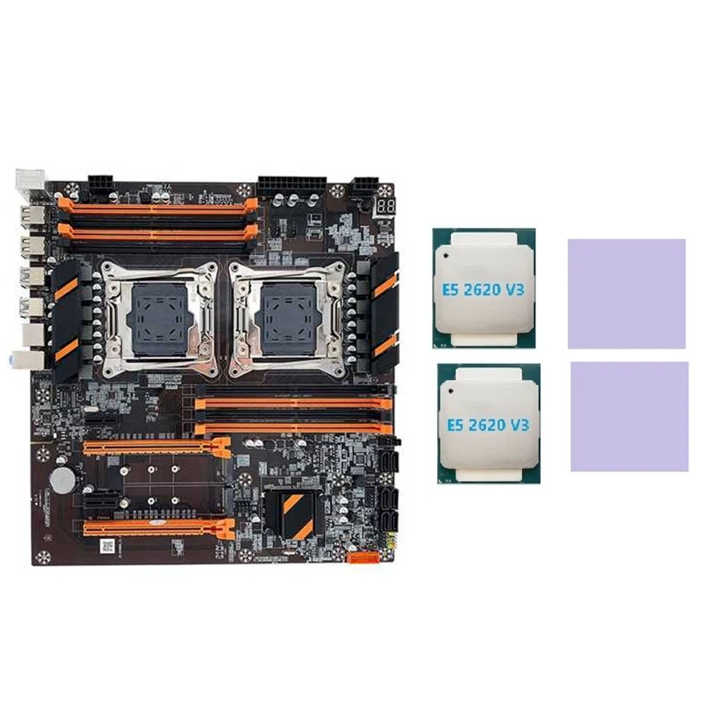 X99 Dual CPU Motherboard LGA2011 Support DDR4 ECC Memory Motherboard with 2XE5 2620 V3 CPU+2XThermal Pad