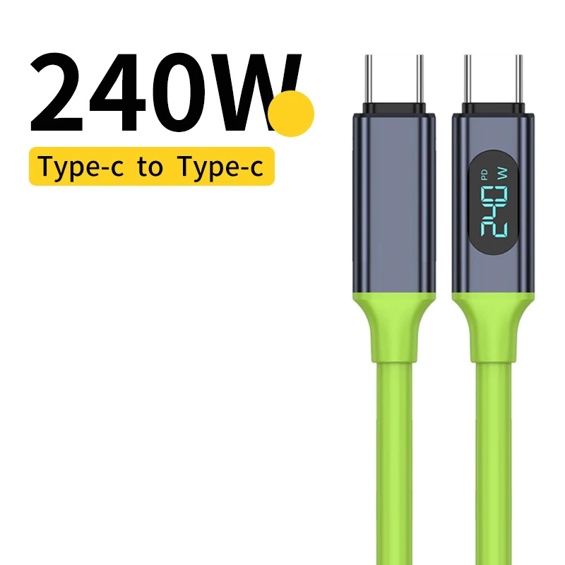 240W Typ-C-auf-Typ-C-Kabel, superschnelles Ladekabel mit LED-Anzeige, USB-auf-Typ-C-Datenkabel für iPhone, Xiaomi, Samsung