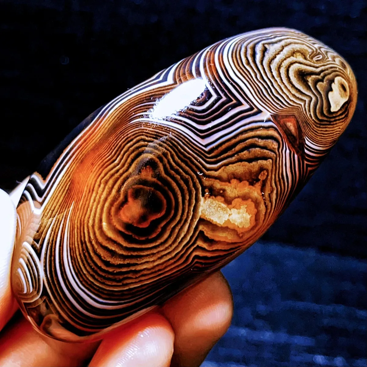 Large Natural Banded Agate Pocket Stone, Polished Tumbled, Smooth Texture, Terrarium Decor, Crystal Collection, Table Display
