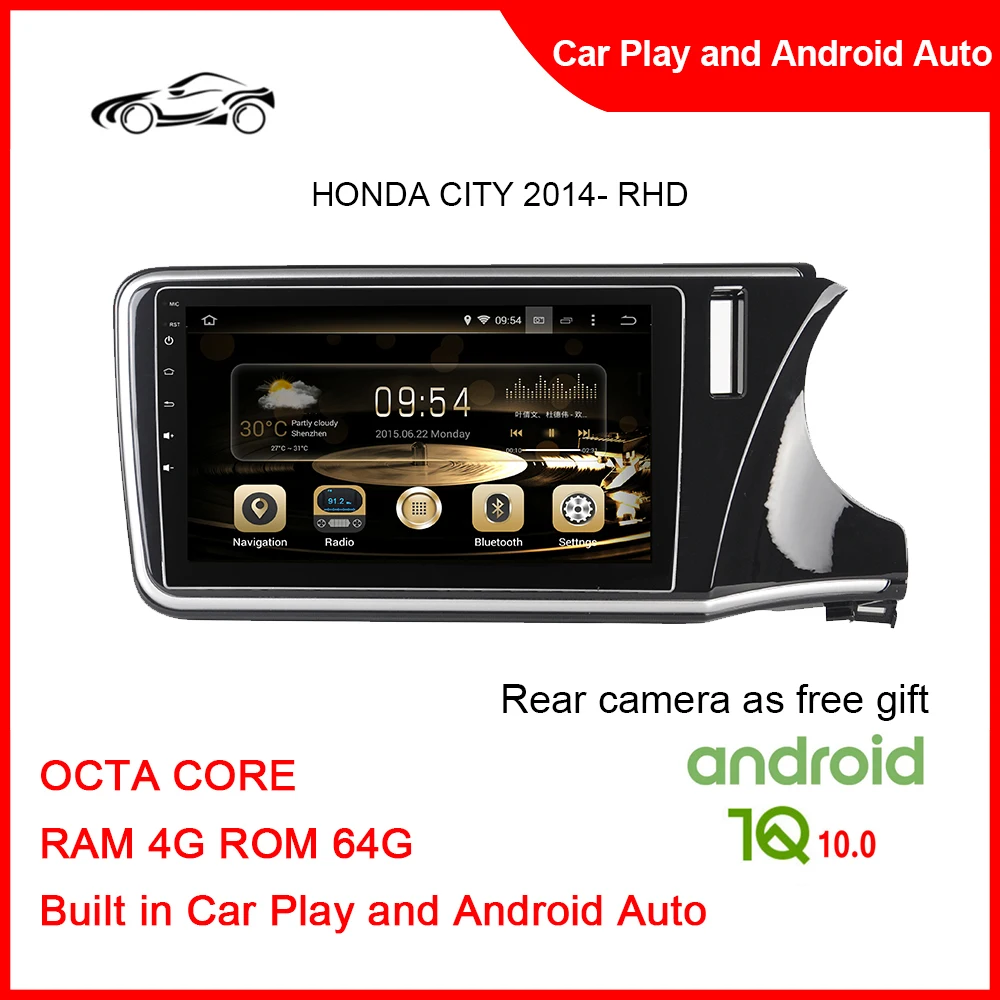 

CUSP Big Screen GPS Car 4G For HONDA CITY 2014- RHD 10.1inch 4G+64G Single Din Android Car Stereo Audio Klyde Android Car Radio