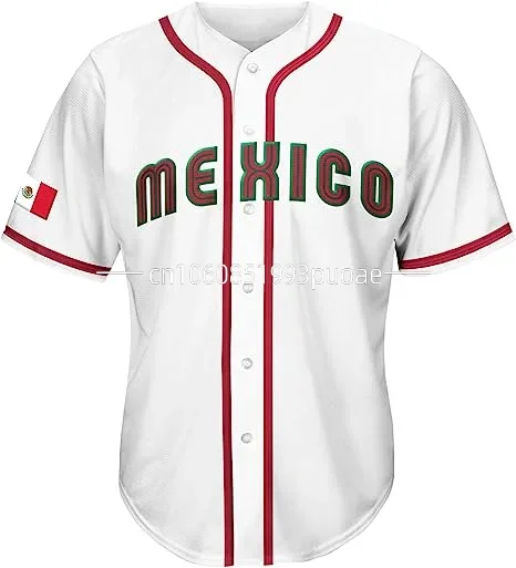 2024 Mexico Baseball jersey 3D Print Mesh Free Custom Name Baseball Shirt Men\'s Street Oversize Apparel Short Sleeve Sportswear