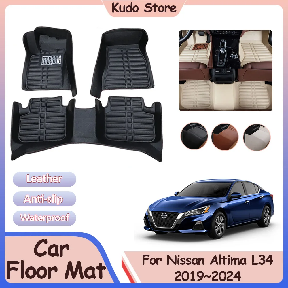 

Car Floor Mat for Nissan Altima Teana L34 SR 2019~2024 Custom Leather Panel Liner Pad Carpet Foot Parts Rug Interior Accessories