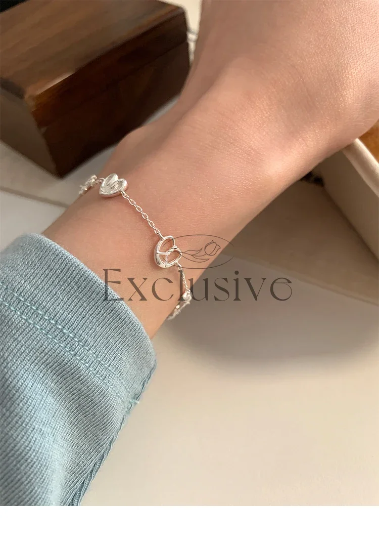 Sterling silver bread croissant alkaline water knot bracelet ins niche design jewelry