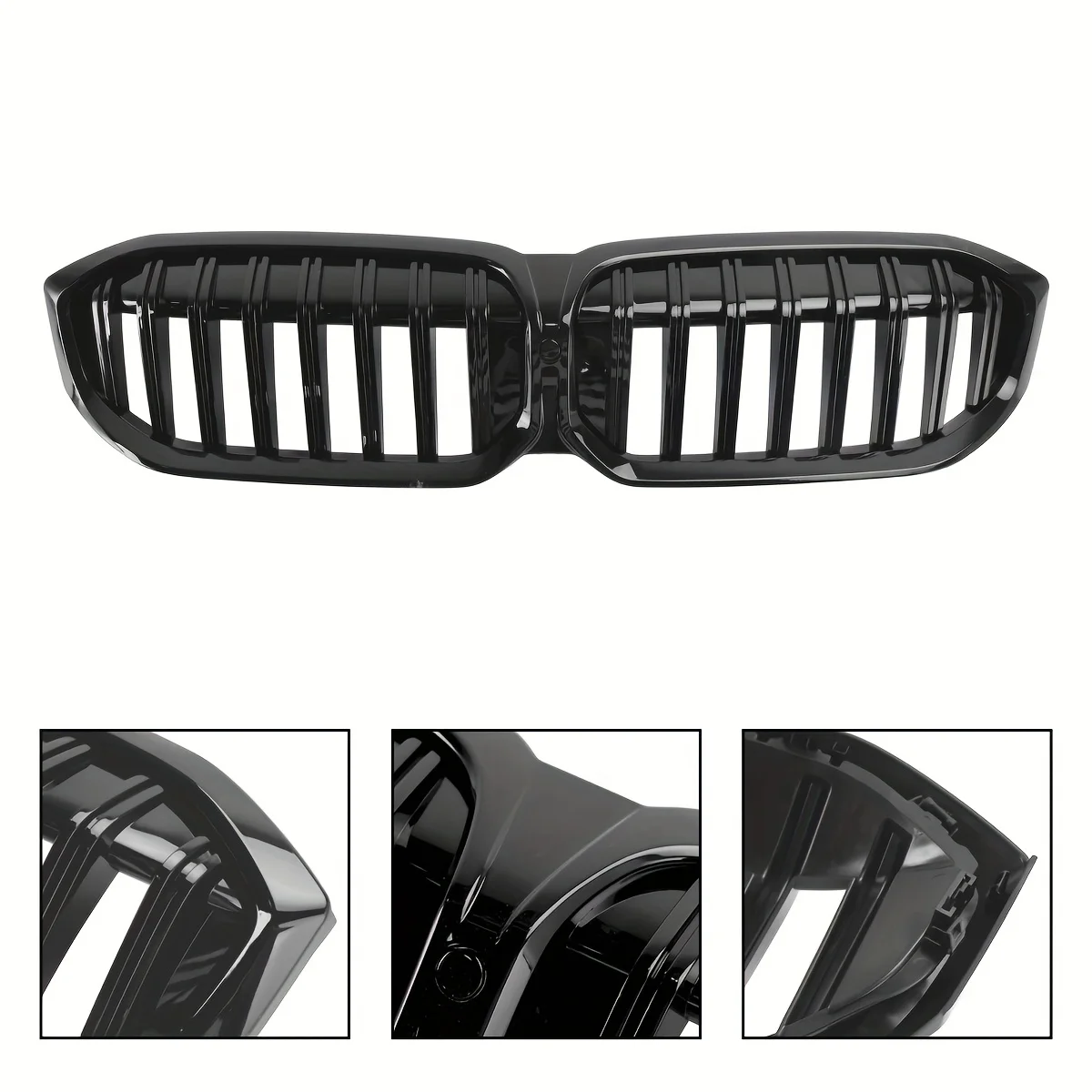 For BMW G20 G21 G28 320i 330i M340i 2023-2024 Front Kidney Grille Single Line Replacement Grill Gloss Black view 4
