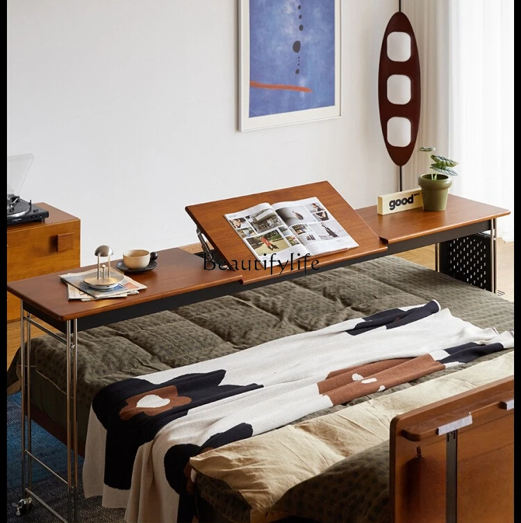 

Solid Wood Desk Bedroom Movable Long Strip Home Lazy Computer Desk