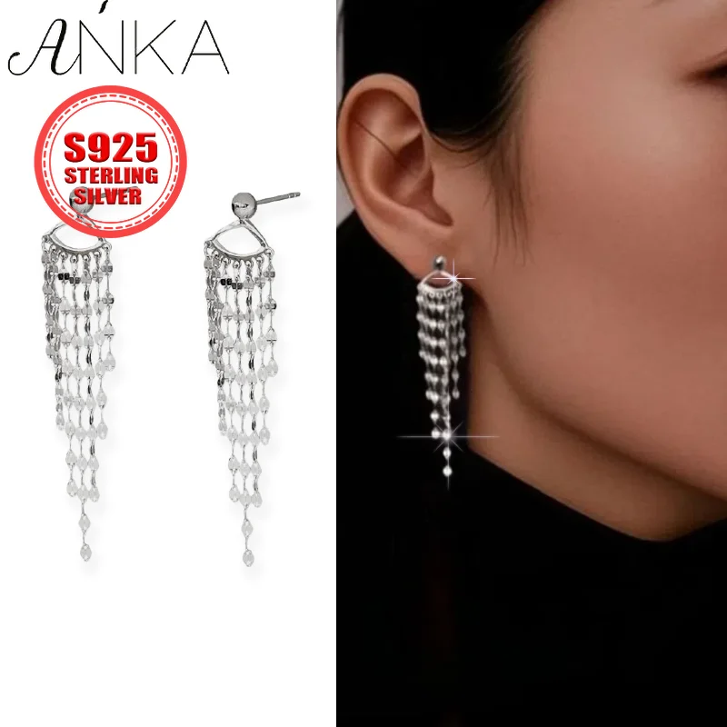 

Серьги-цепочки из стерлингового серебра S925 с кисточками, полностью серебряные, с эффектом супер-блеска, позолоченные, для женщин