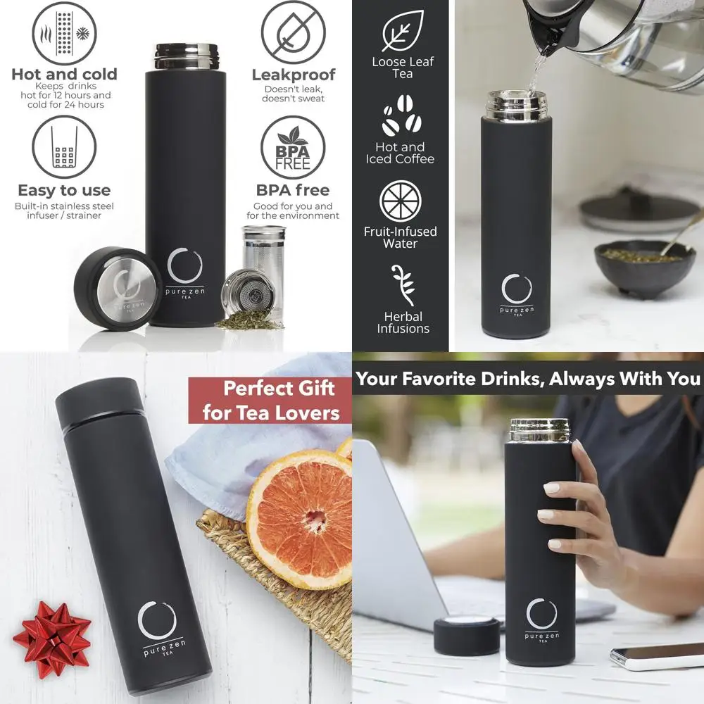 

Double-Walled Insulated Travel Mug with Filter, 15oz, Black