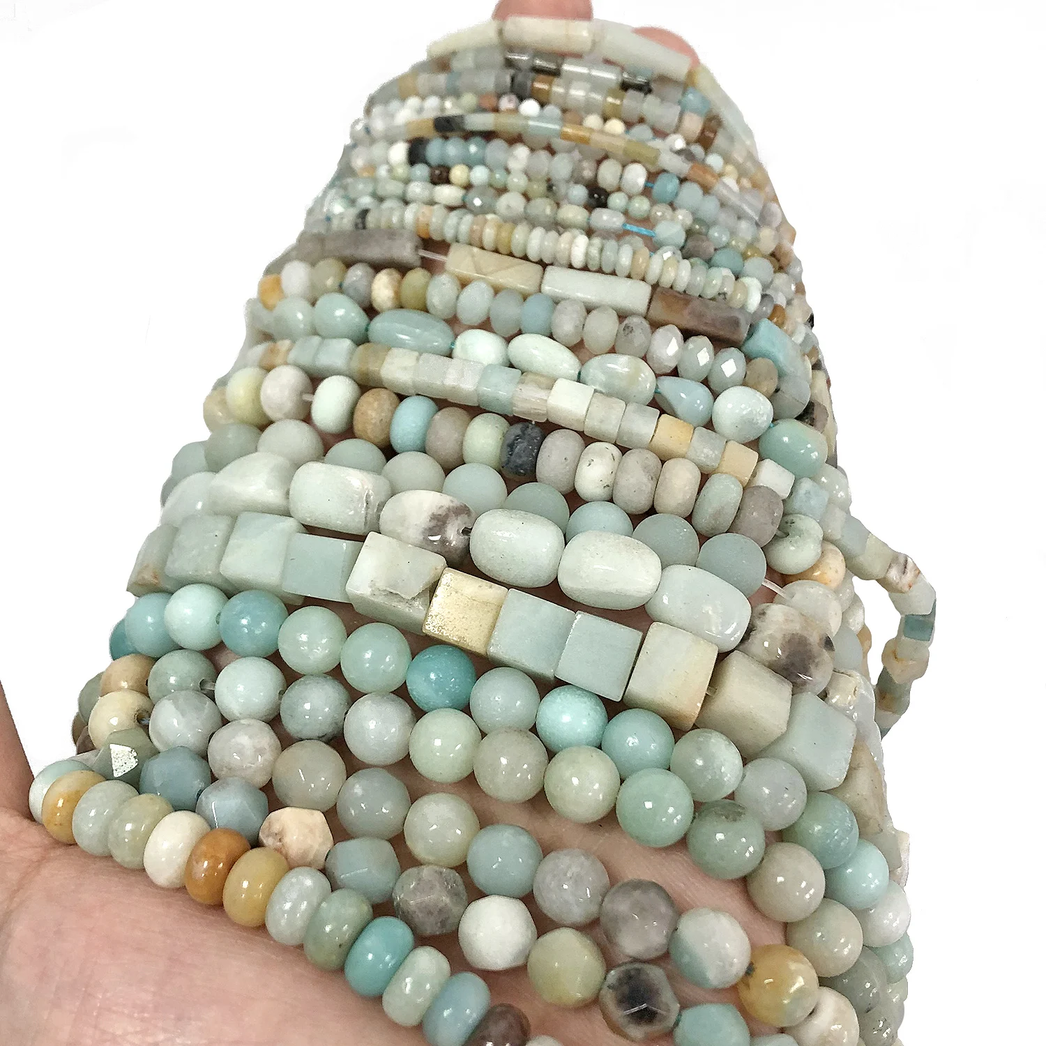 AA Natural Stone Round Faceted Colorful Amazonite Loose Spacer Beads for Jewelry Making Supplies DIY Bracelet Necklace Accessory