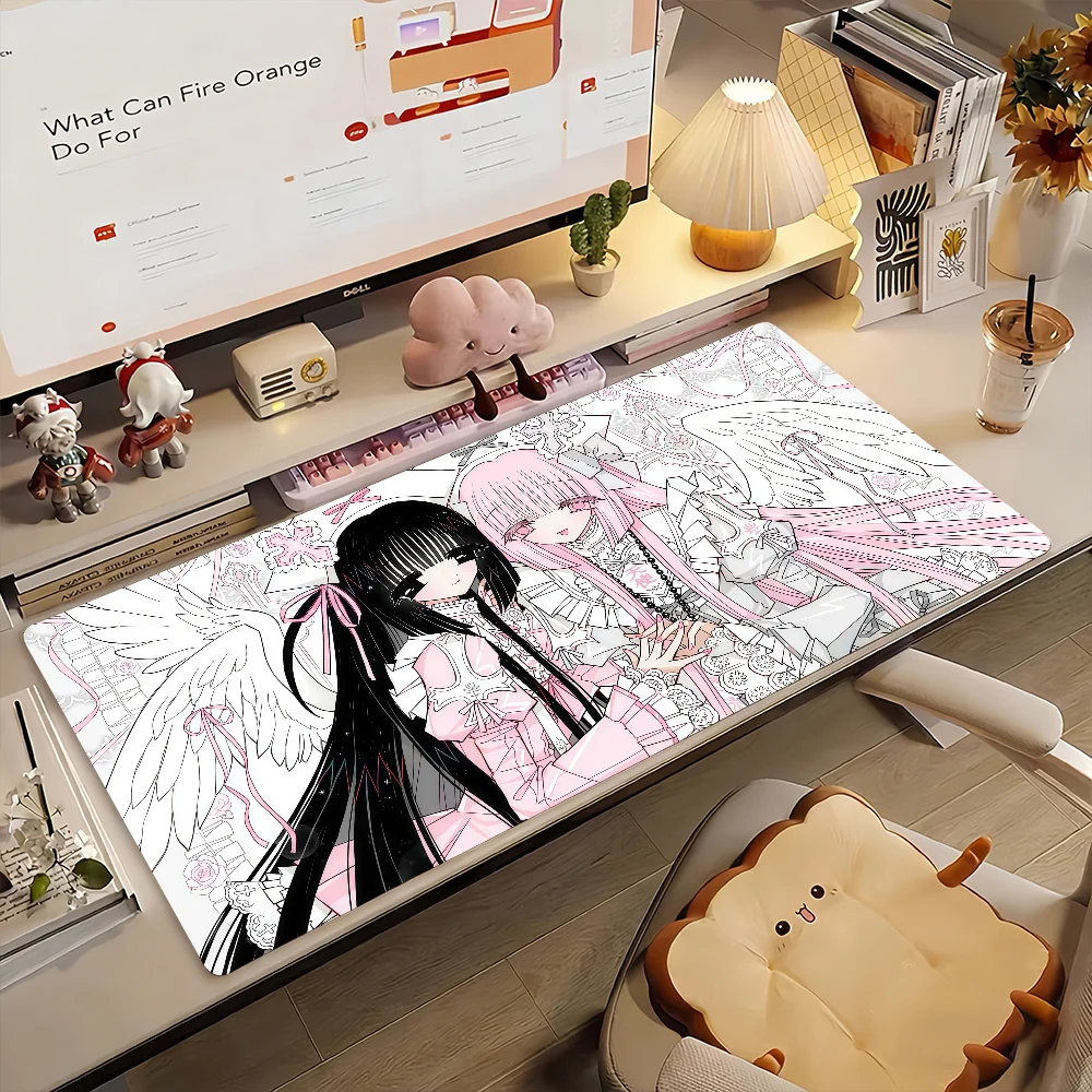 Anime Pink Girls Angel Aesthetics Mouse Pad Non-slip Rubber Gamer Balance Computer Mat Decoracion Deskmat Laptop Office Large