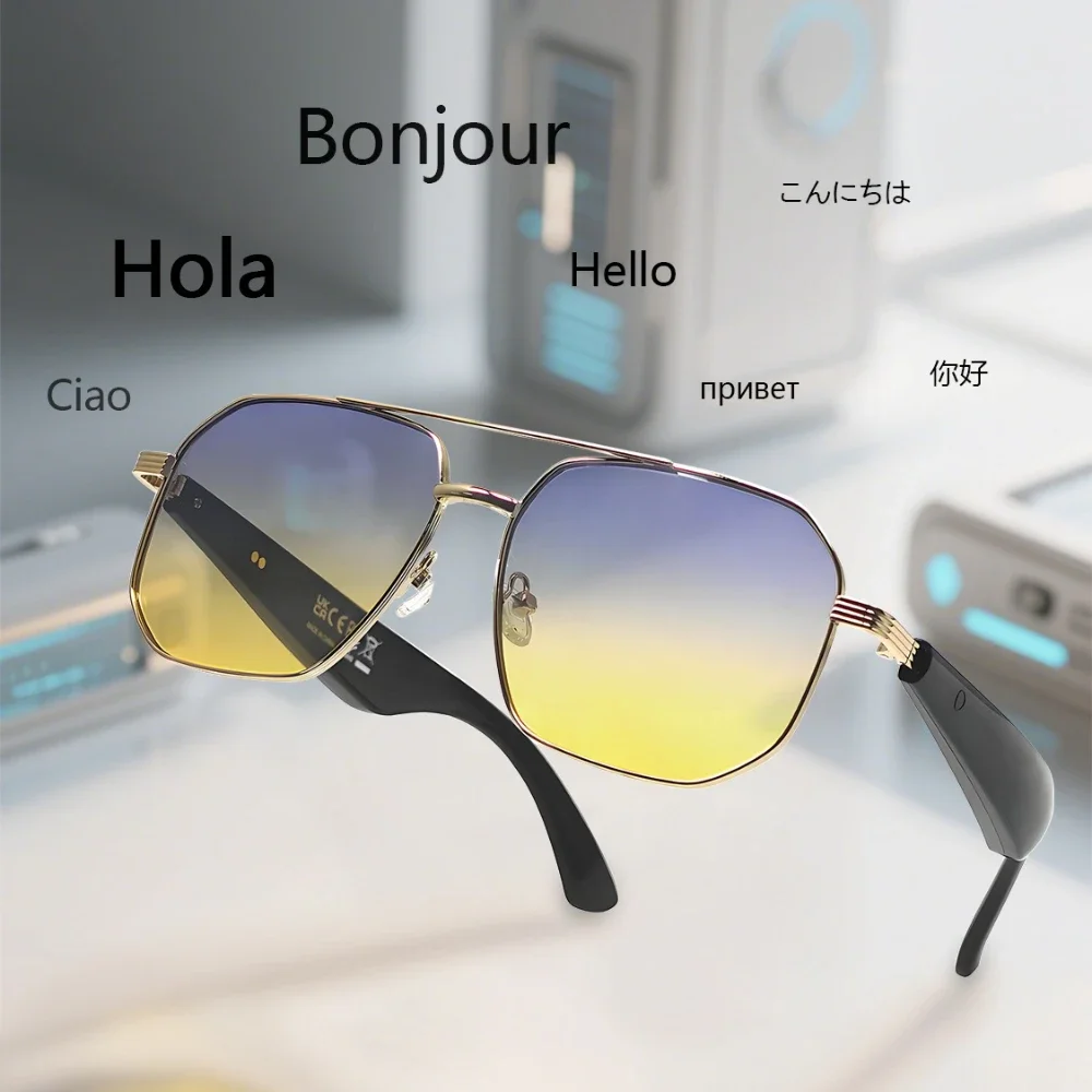 GY300 Al gafas de sol inteligentes con traducción inalámbrica, gafas de sol con Control remoto por voz, gafas de música, gafas impermeables