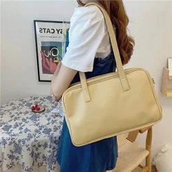 College Style Girls Student Shoulder Bag PU Leather Women Daily Underarm Bag Large Capacity Fashion Ladies Small Tote Handbags