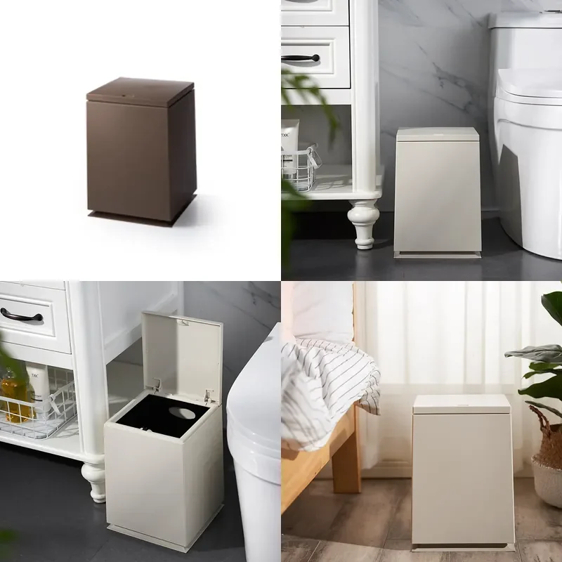 Square Plastic Bathroom Trash Can with Lid Sensor Waste Bin for Toilet Home Office Customizable Wholesale