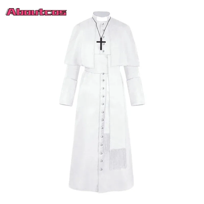 Aboutcos Priest Costume Catholic Church Religious Roman Soutane Pope Pastor Father Costumes Mass Missionary Robe Clergy Cassock