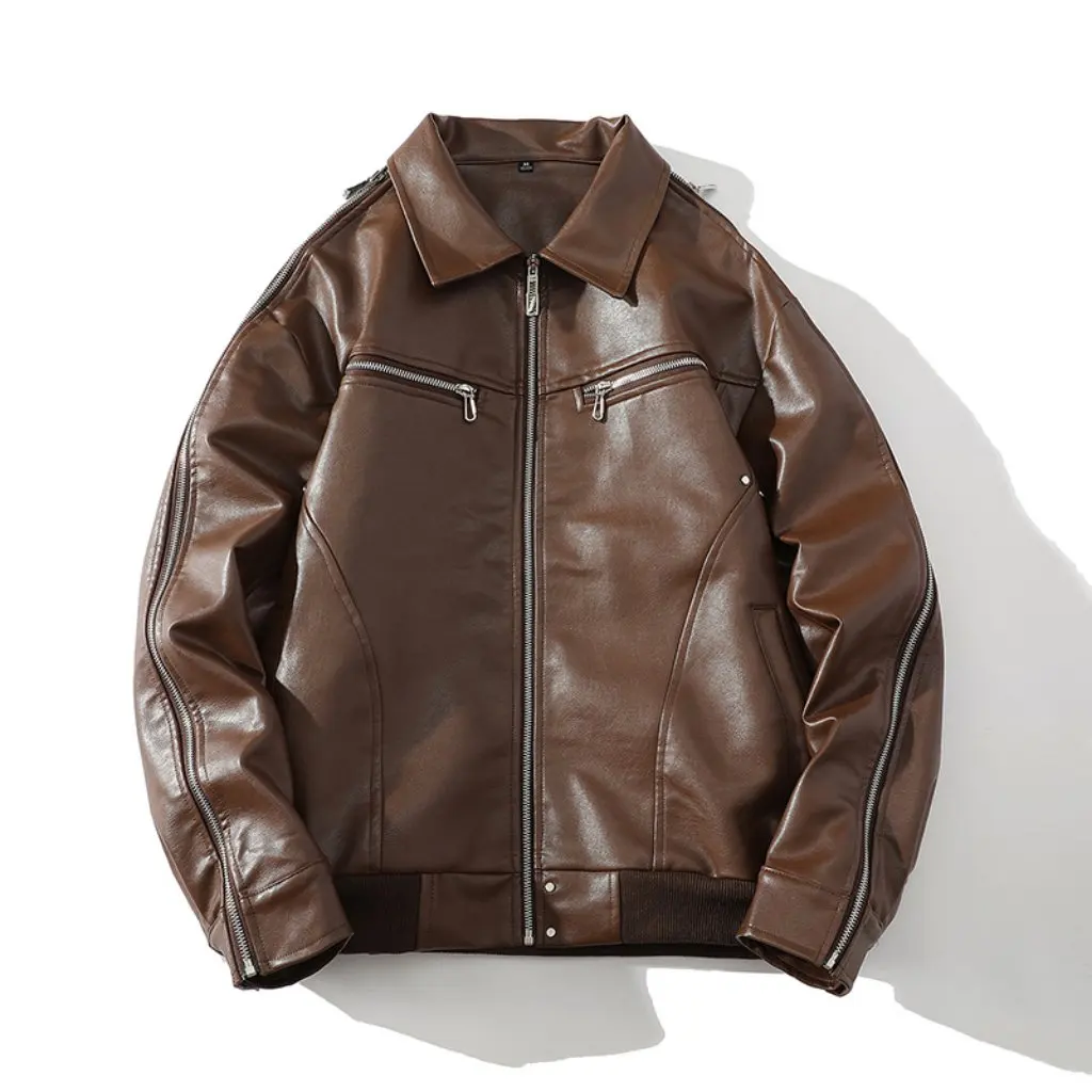 الأبيض أسفل التلبيب متعدد سستة لون نقي سترة جلدية الخريف جديد دروبشيبينغ مصنع توريد المرأة ملابس خارجية الموضة #1