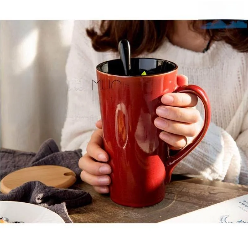 

Nordic Style Ceramic Large Capacity Coffee Mugs Couple Mugs Simple Design Home Use Women's Mark Cup Ins Creative Personalized