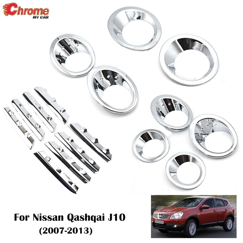 For Nissan Qashqai Dualis J10 2007 2008 2009 - 2013 Chrome Front Rear Fog Light Cover Frame Auto Trim Car Styling Accessories