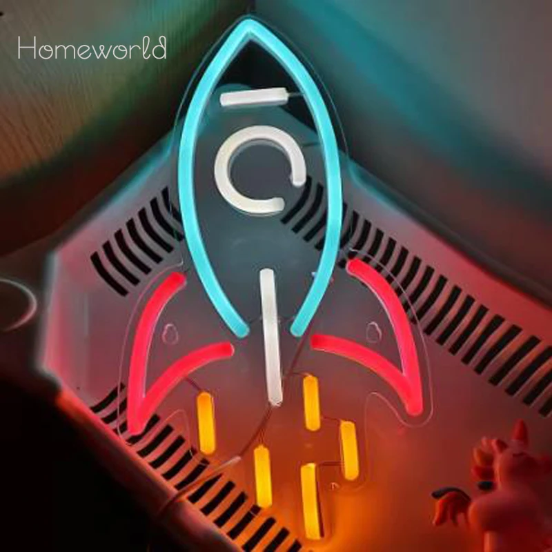 Rocket Neon Sign LED Neon Light for living room  bedroom Night Light  club party  Decor  Decorative Wall Mounted Light