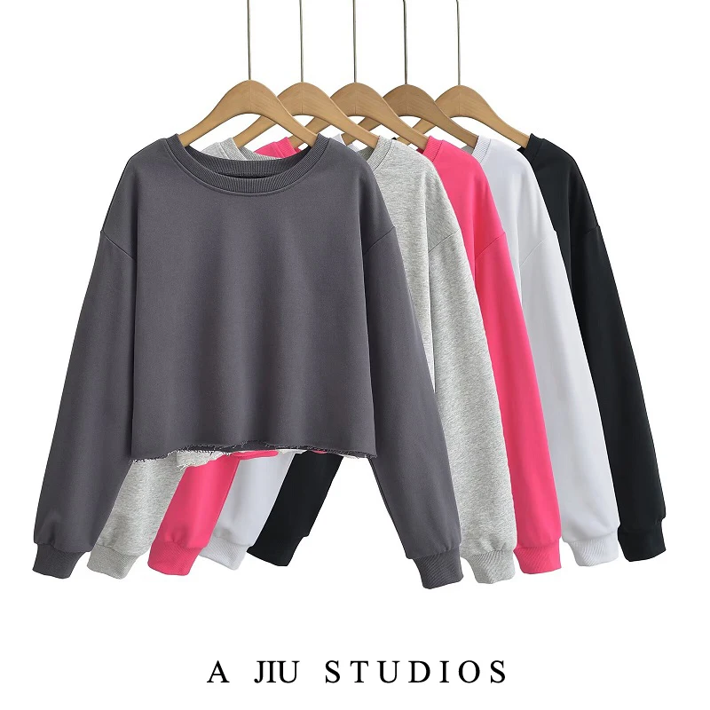 

Американский ретро-пуловер свободного кроя с круглым вырезом, женский, укороченный, для танцев и спорта, уличный стиль, весна 2025