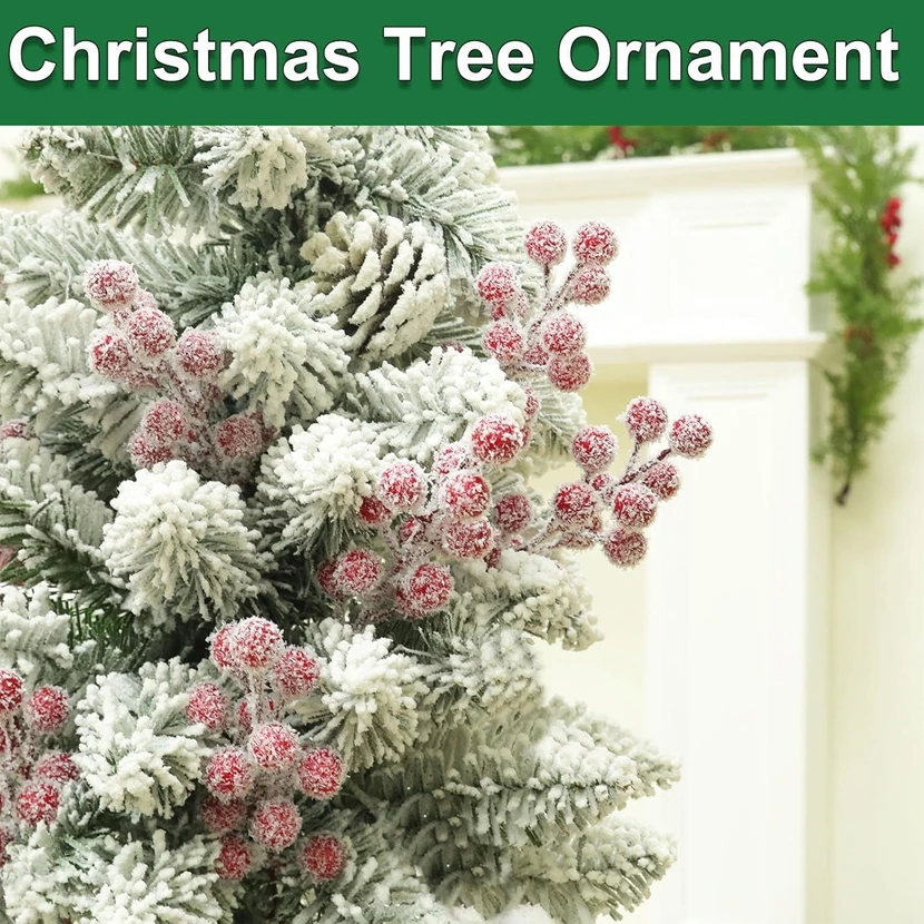 

10Pcs Artificial Plants Holly Little Red Fruits Christmas Tree Home Room Table New Year Decor Wedding Diy Gift Props Accessories