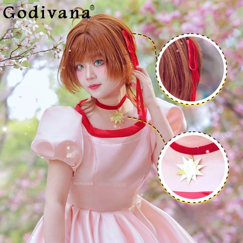 ピンクのイブニングプリンセスドレス女性のための半袖帽子コスプレ衣装ドレス女性の夏のコスプレフェスティバルドレス