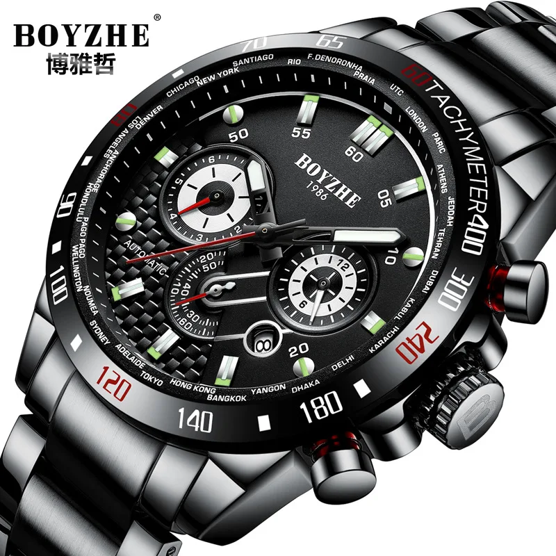 BOYZHEMechanical Fashion Luminous 's Multi-Functional Mechanical Watch Sports Style Business Waterproof Men's Wat