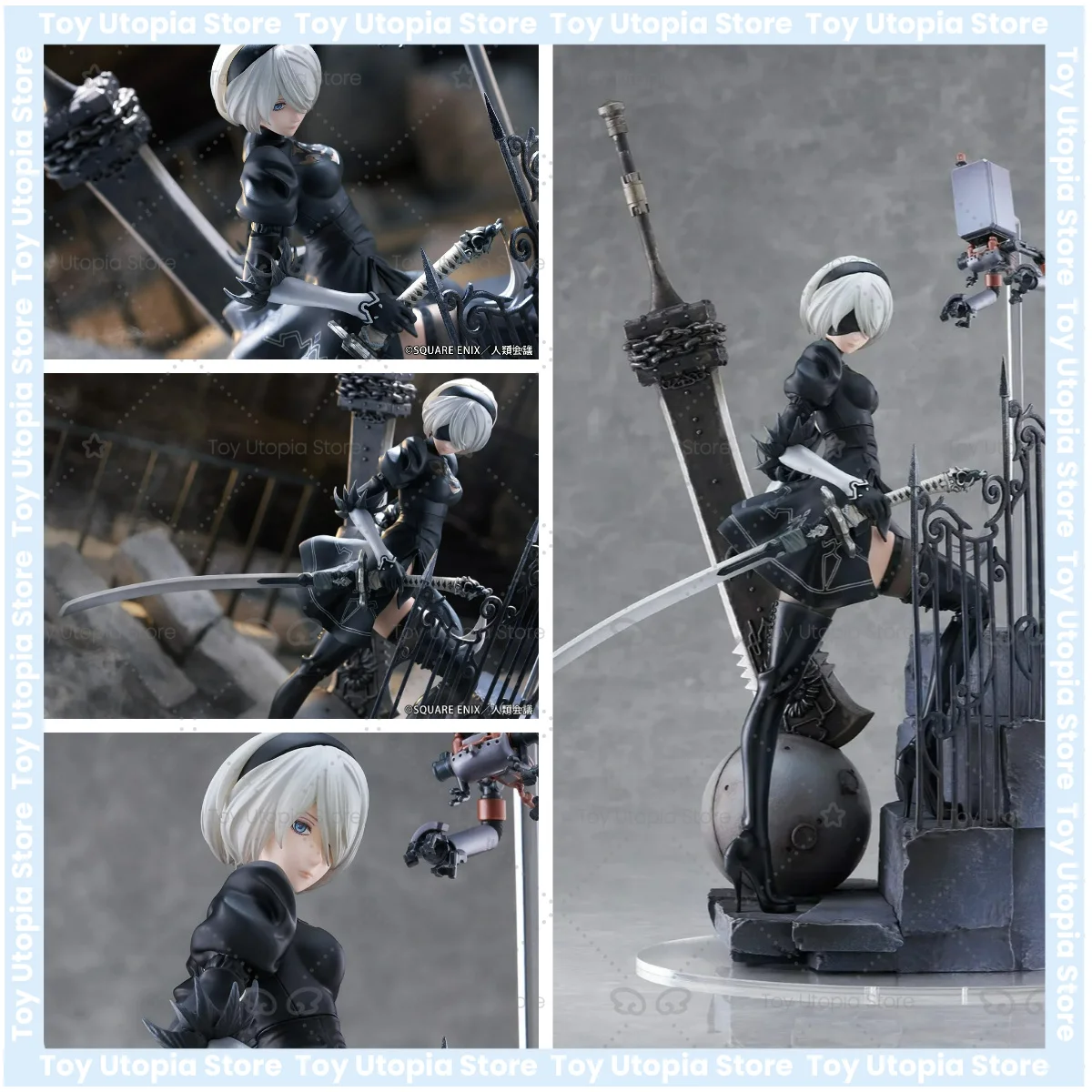 Figura Extra Grande De 2B De NieR:Automata - Estatua De PVC De 63 Cm Con Accesorios, Base Y Cabezal Intercambiable, Ideal Para Coleccionistas Y Regalos De Anime