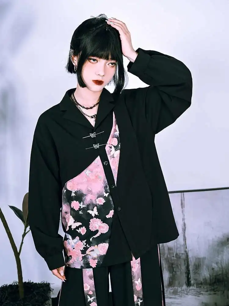 جديد النمط الصيني النمط الوطني هان عناصر زر يصل قميص المرأة الحلو كول طويل الأكمام ربيع الخريف فضفاضة مريحة