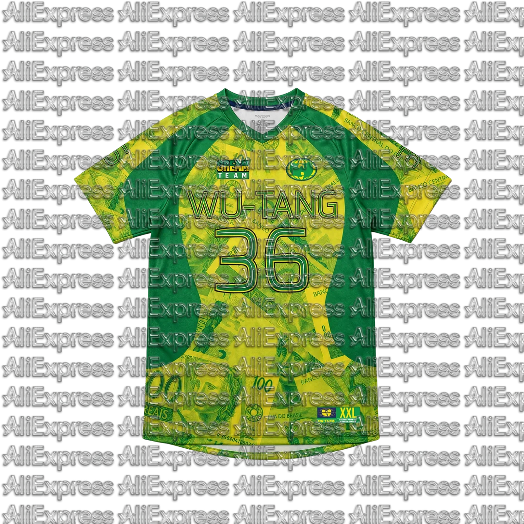 Men Wu‑Tang Clan 36 Striped Jersey T‑Shirt Vintage Hip Hop Rap Oversized Short Sleeve V‑Neck Streetwear Casual Tee Top