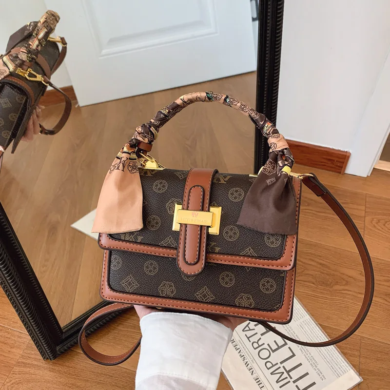 

Designer Vintage Print Small Square Bag For Women Retro Luxury Crossbody Shoulder Top Handle Bag High Quality