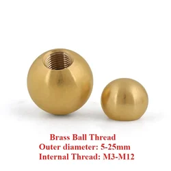 M3/M4/M5/M6/M10/M12 Brass Ball Thread Half Hole Metric H62 Drilling Copper Balls Nut Perforated Round Metal Ball Head with Hole