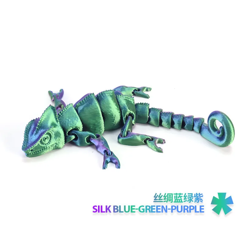 15/23CM 3D Printed Dragon Chameleon Figures Multi-joint Movable Simulation Chameleon Ornament For Kids Room Home Decoration Gift