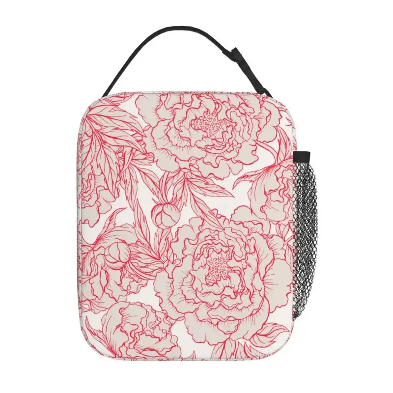 flowers Peony Pattern Insulated Thermal Bag Lunch bag Foods Drink Storage Leakproof Picnic Camping Bags Outdoor Box beach