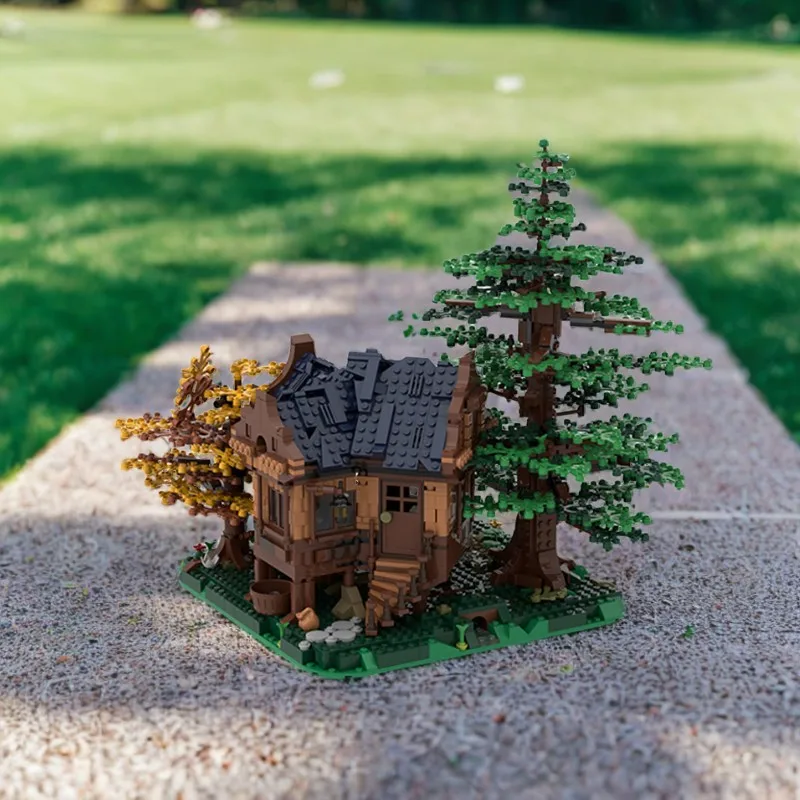 1909 elementów Dom na jeziorze MOC Dom na brzegu z drewnianą tarasem, dokiem i widokiem na jezioro Edukacyjne klocki Prezent