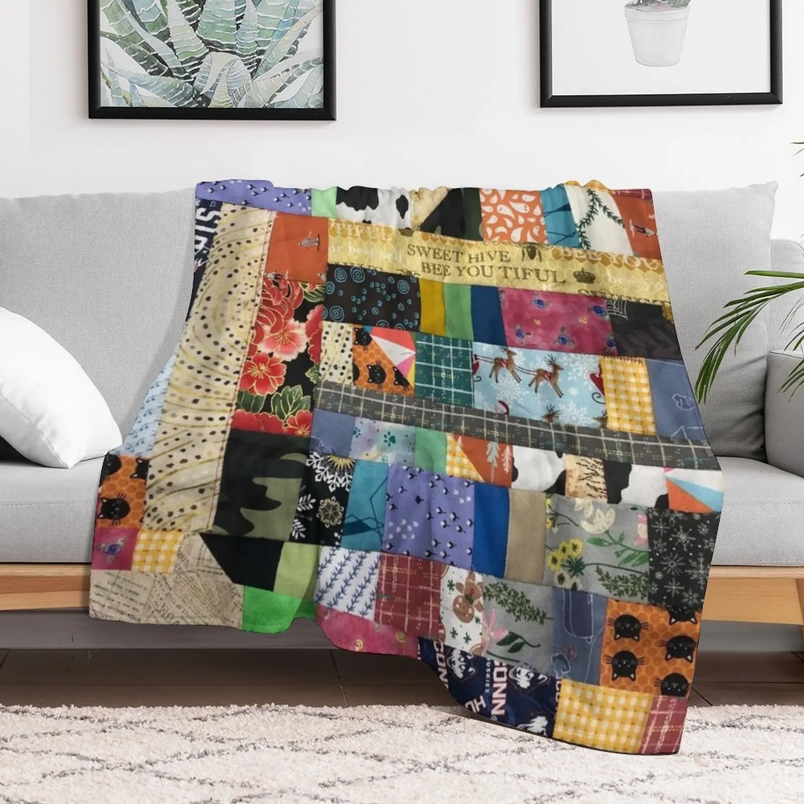 Upcycle quilt Throw Blanket Decorative Sofa manga Cute Blankets