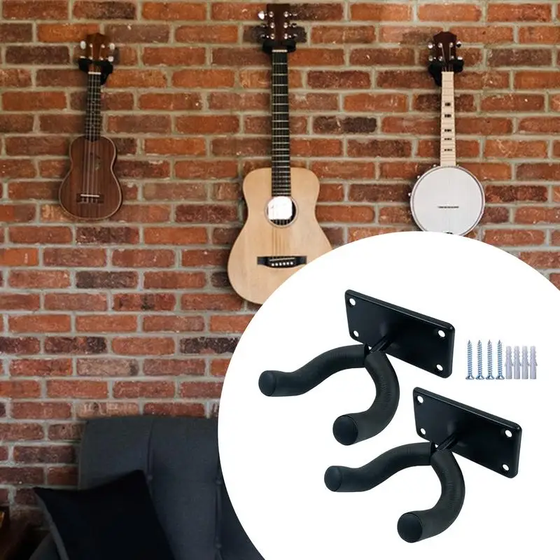 Acoustic Guitar Wall Mount 2X Violin Wood Guitar Hanger Metal Guitar Hook With 4 Screws 4 Expansion Tubes For Bass Guitar Player