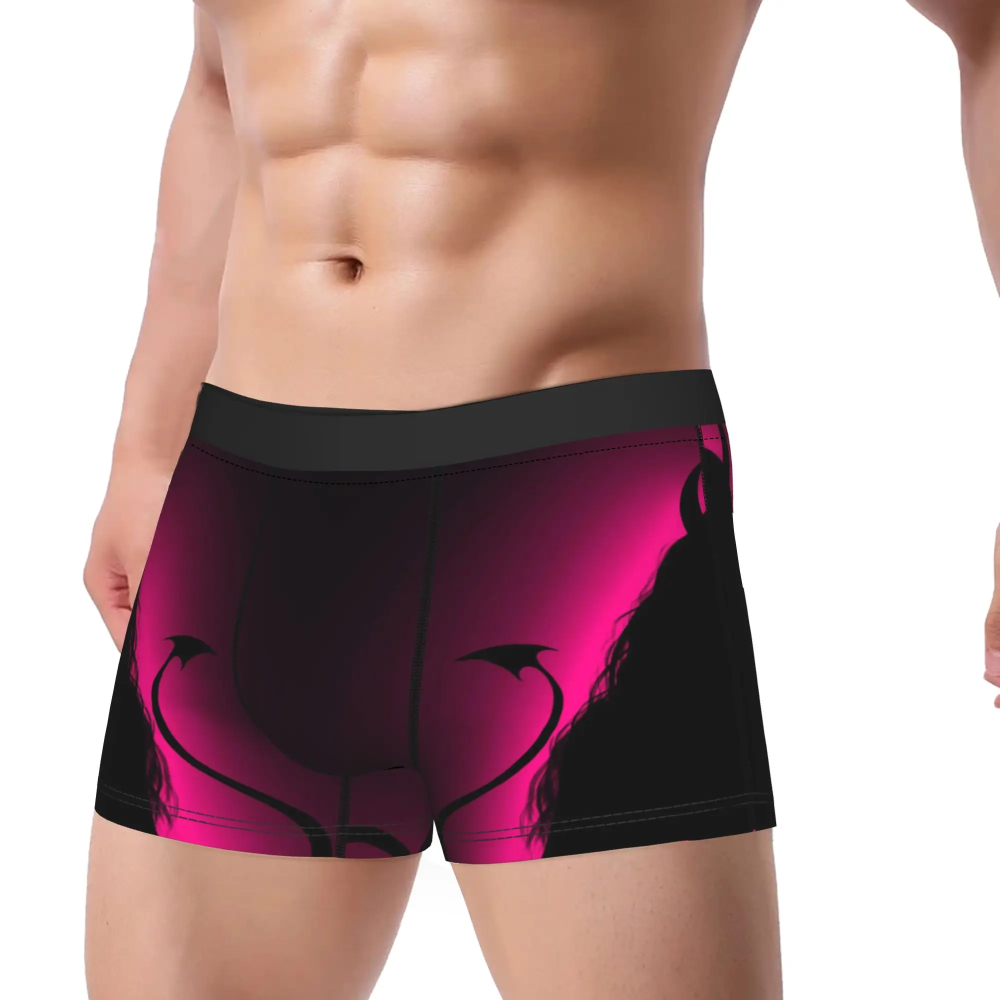 Pink Devil Girl Silhouette Art  Underpants Breathbale Panties Male Underwear Comfortable Shorts Boxer Briefs