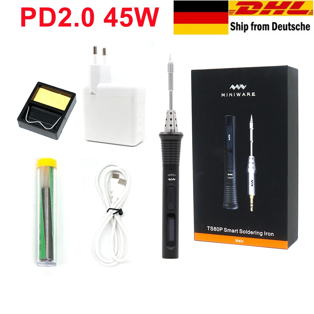 New TS80P Mini Smart Portable Digital Soldering Iron Tool Adjustable Temperature OLED Display With B02 Iron Tip QC3.0 PD2.0 45W